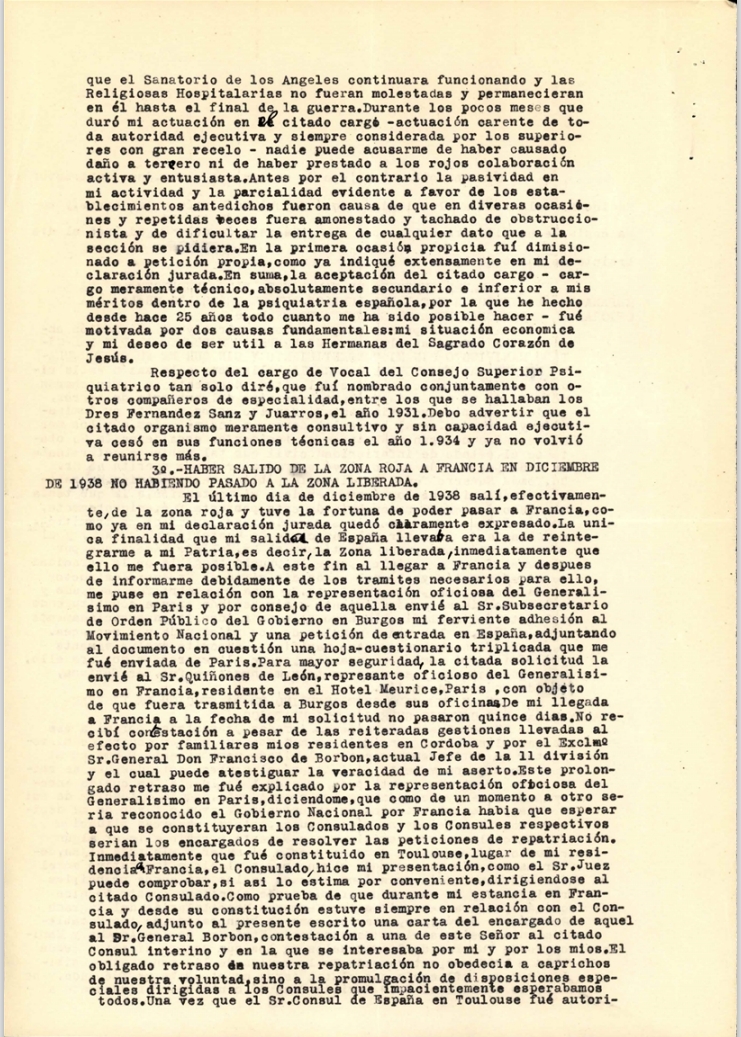 Pliego de descargos. Fuente: Colegio de Médicos, SACRISTÁN GUTIERREZ, JOSÉ MIGUEL_COL. Nº 282801637